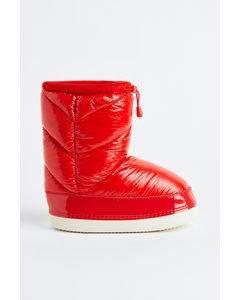 Warm-lined Padded Boots Red