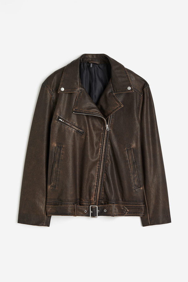 H&M Biker Jacket Dark Brown