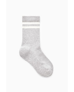 Striped Sports Socks Light Grey