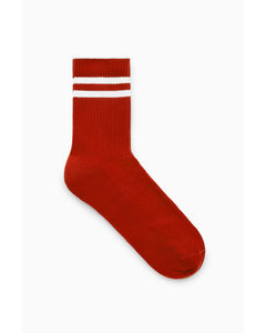 Striped Sports Socks Red / Striped