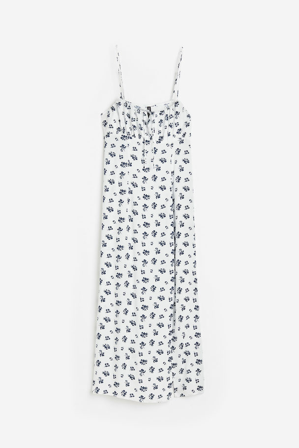 H&M Kleid mit Bindedetail Weiß/Geblümt