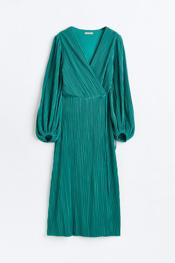 H&M Pleated Wrapover Dress Turquoise