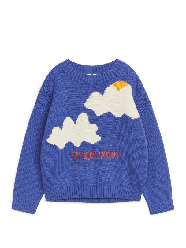 Arket Intarsia Knitted Jumper Bright Blue/cloud