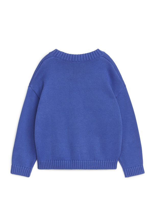 Arket Intarsia Knitted Jumper Bright Blue/cloud