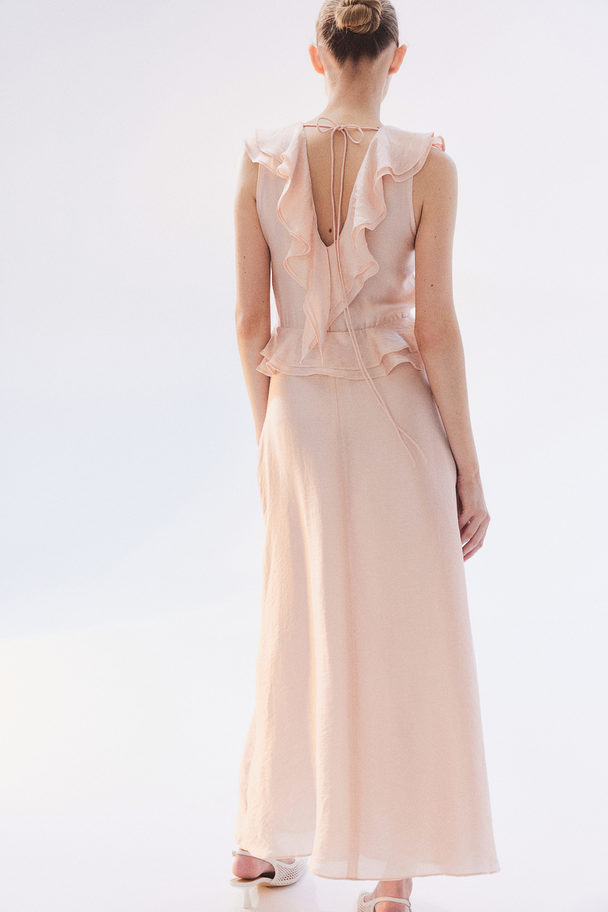 H&M Flounce-trimmed Dress Light Pink