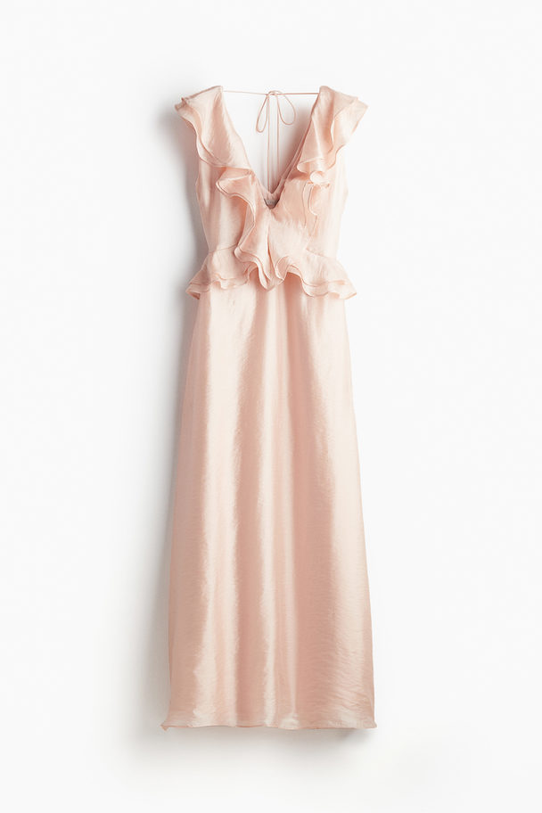 H&M Flounce-trimmed Dress Light Pink