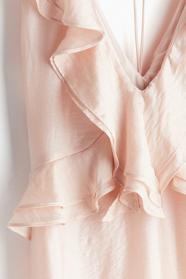 H&M Flounce-trimmed Dress Light Pink