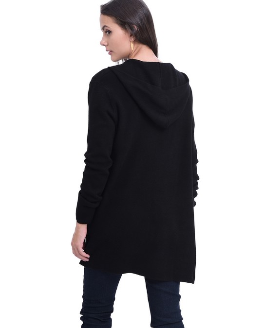 William de Faye Hooded Long Cardigan With Studded Pockets