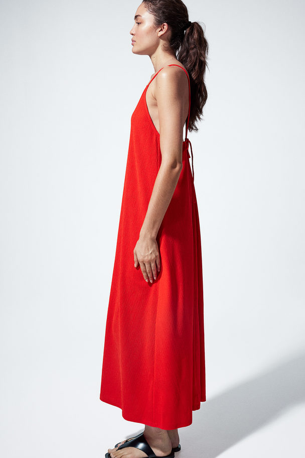 H&M Maxi-jurk Van Structuurtricot Helderrood