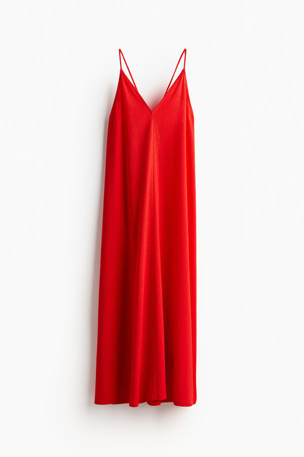 H&M Maxi-jurk Van Structuurtricot Helderrood