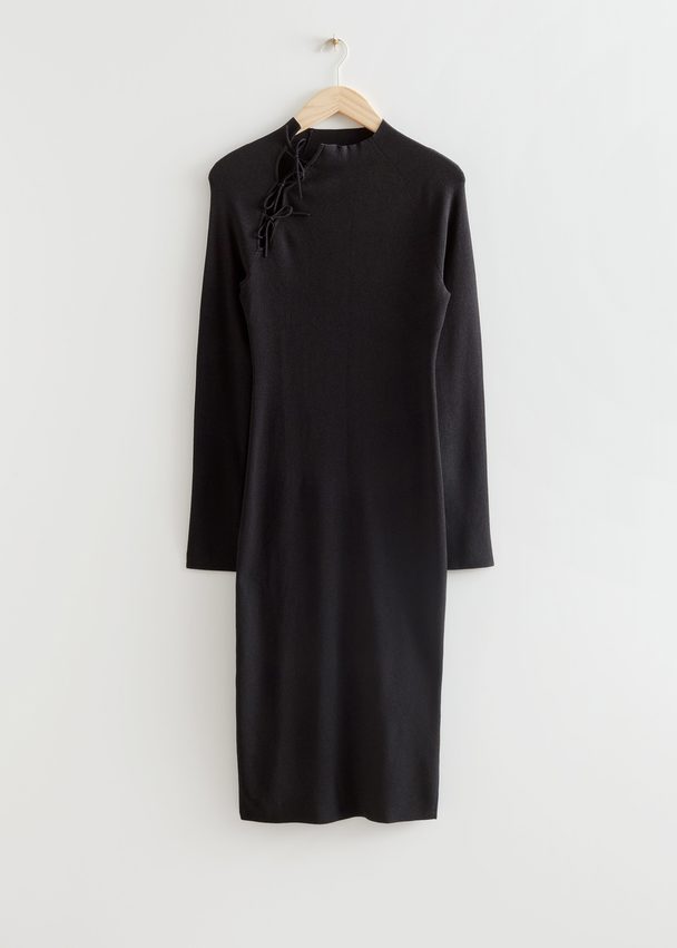 & Other Stories Cut-out Knit Midi Dress Black