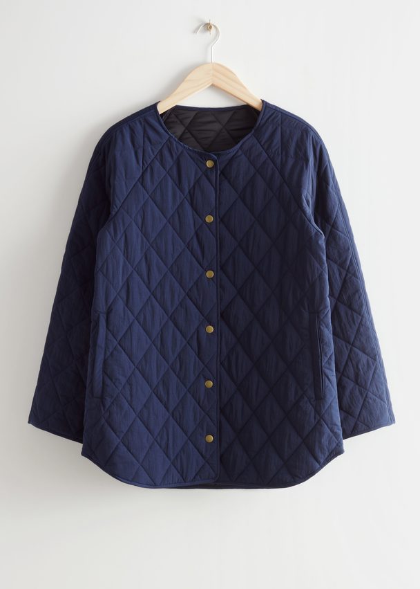 & Other Stories Relaxed Quilted Jacket Navy