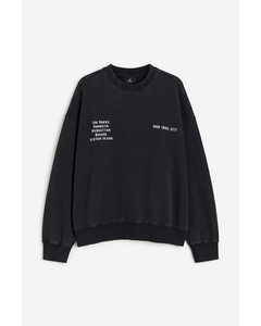 Oversized Fit Printed Sweatshirt Black/new York City