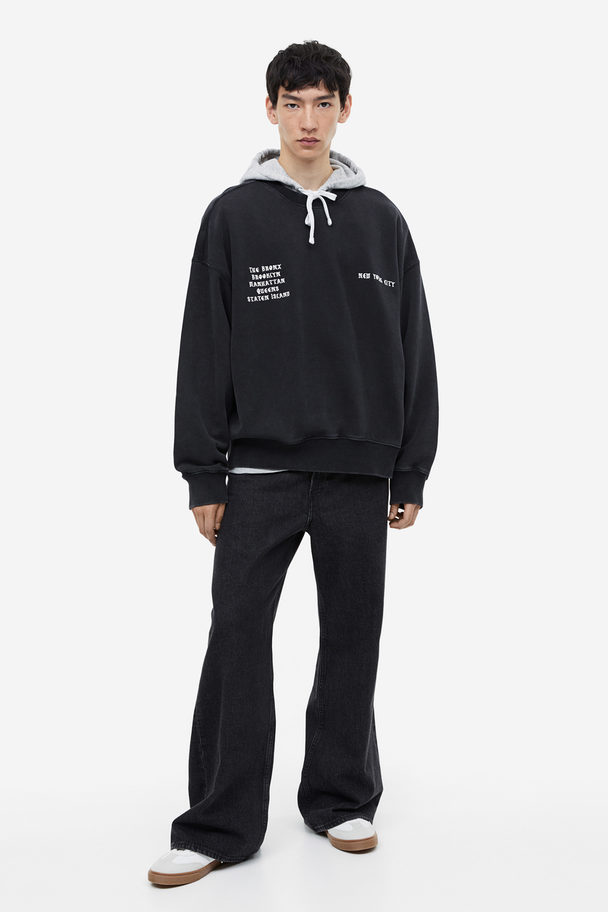 H&M Oversized Fit Printed Sweatshirt Black/new York City