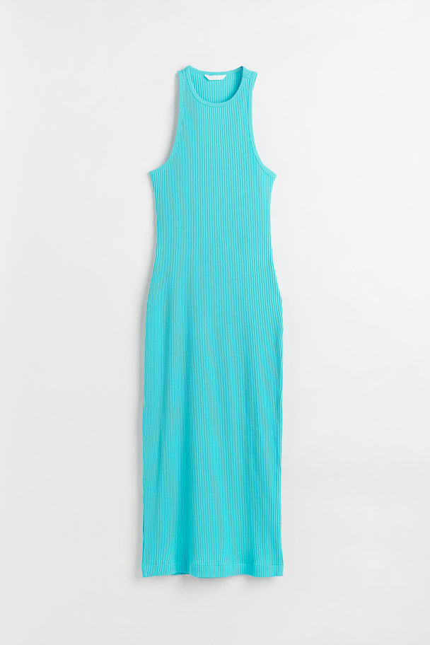 H&M Ribbed Dress Turquoise