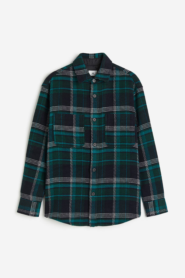 H&M Relaxed Fit Overshirt Dark Turquoise/checked