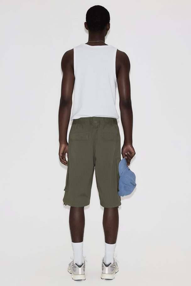 H&M Twill Utilityshort - Loose Fit Kakigroen