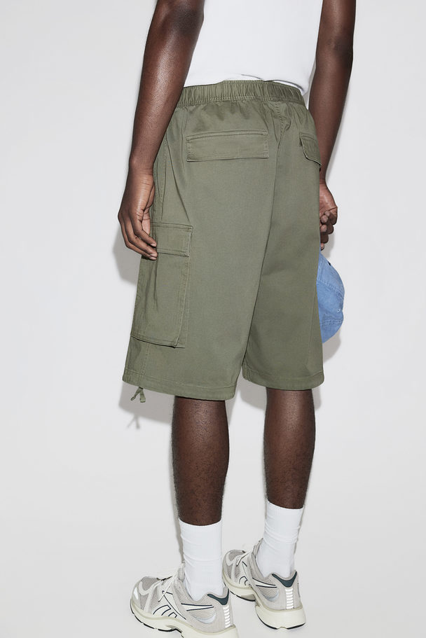 H&M Twill Utilityshort - Loose Fit Kakigroen