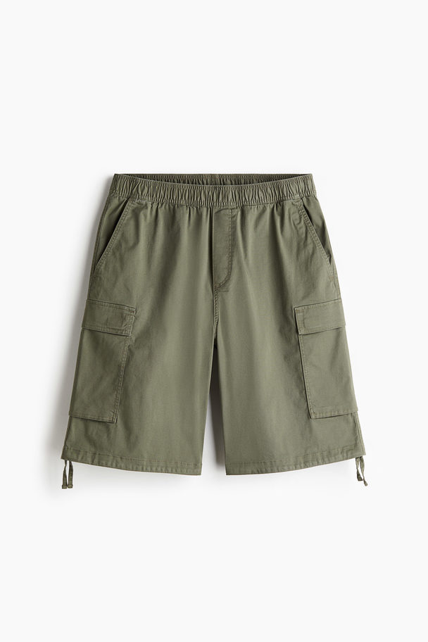 H&M Twill Utilityshort - Loose Fit Kakigroen