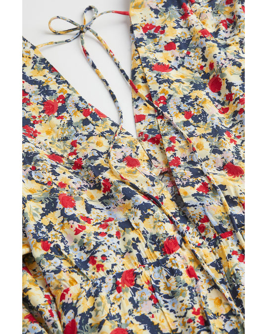 H&M V-neck Dress Yellow/floral