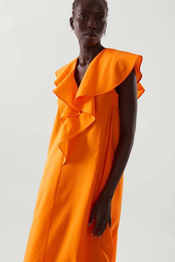 COS Ruffled Maxi Dress Orange
