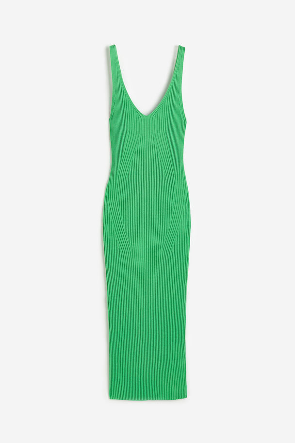 H&M Rib-knit Dress Green
