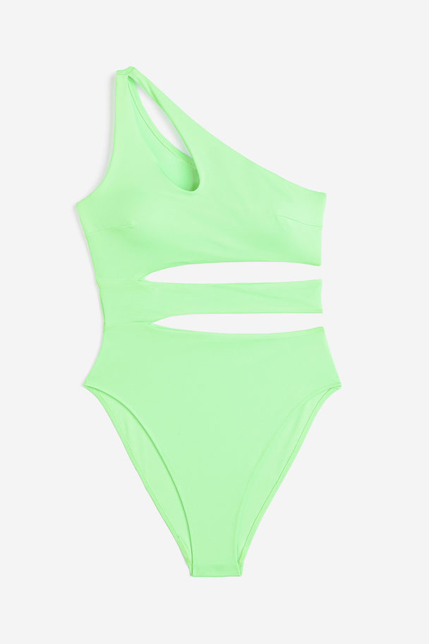 H&M High-leg Cut-out Swimsuit Neon Green