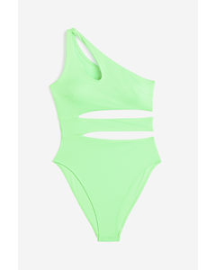 High-leg Cut-out Swimsuit Neon Green