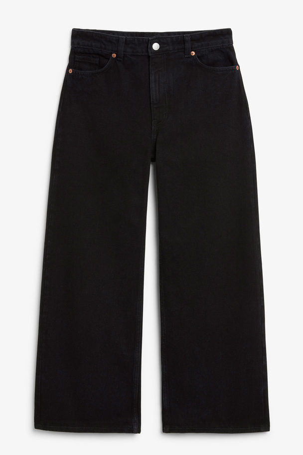 Monki Schwarze Mamiko Jeans mit normalem Bund Schwarz