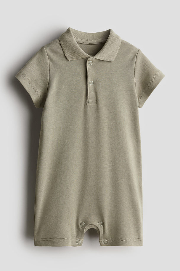 H&M Cotton Jersey Romper Suit Khaki Green