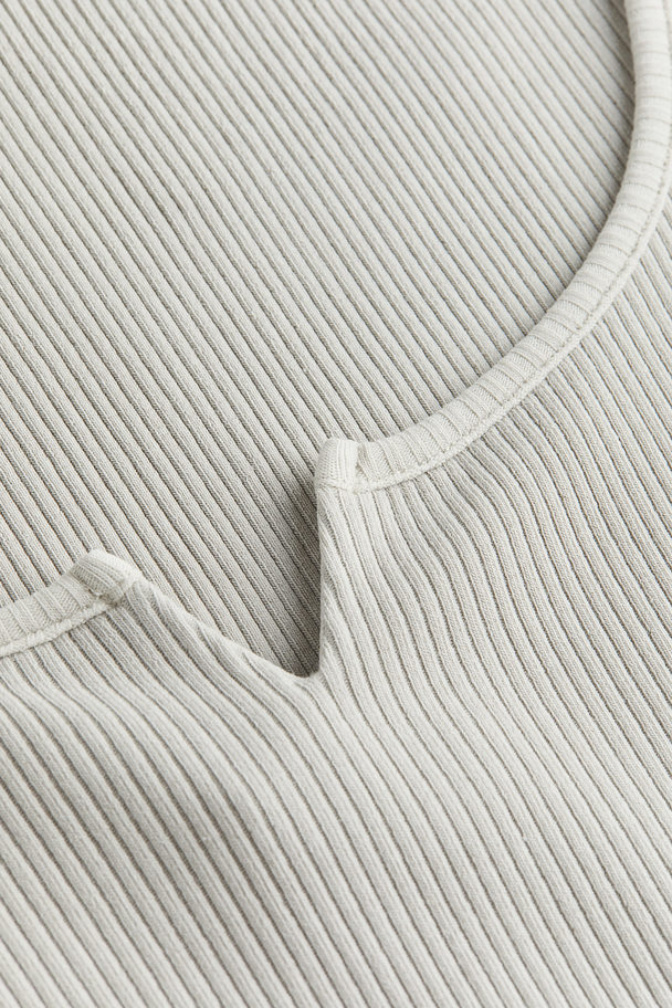 H&M Washed-look Ribbed Top Light Grey