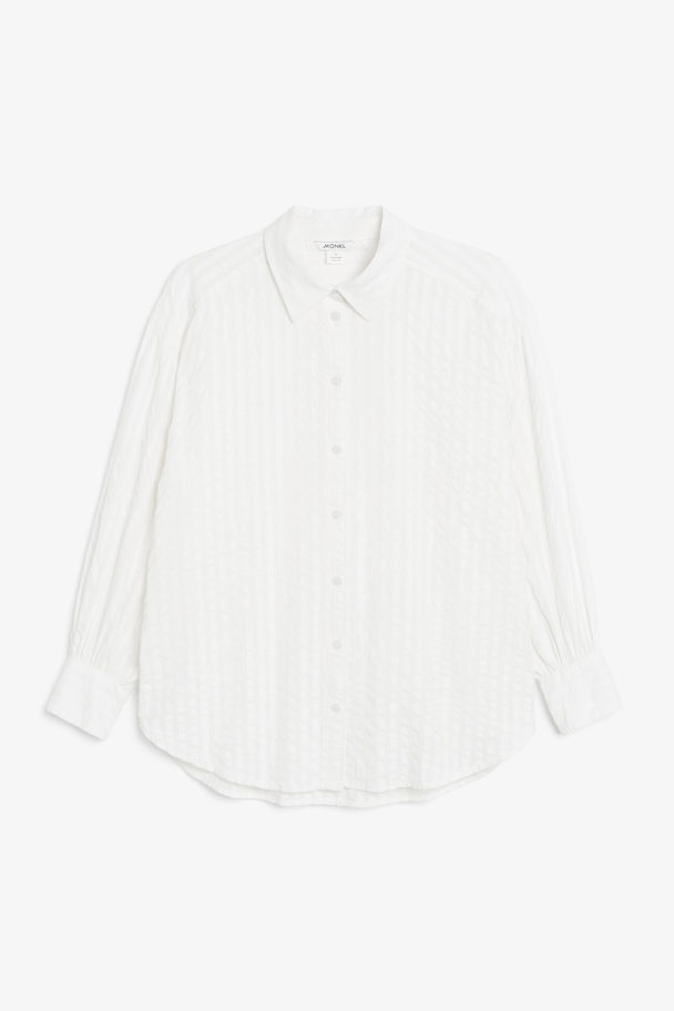 Monki White Seersucker Shirt White Stripes