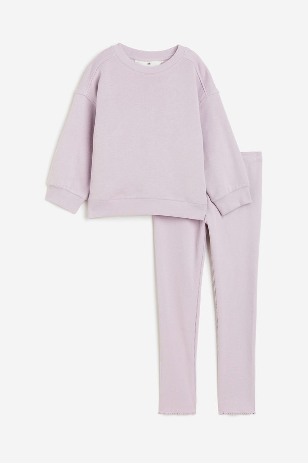 H&M 2-piece Sweatshirt And Leggings Set Lilac