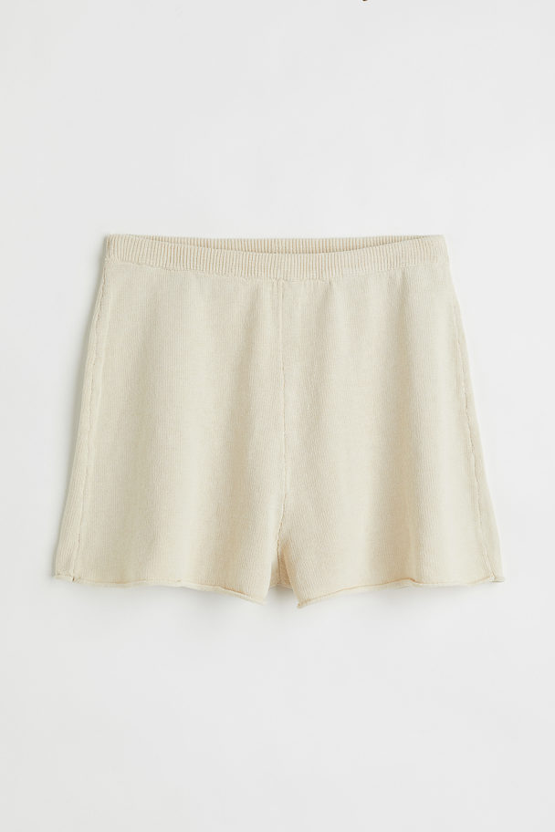 H&M Fine-knit Shorts Light Beige