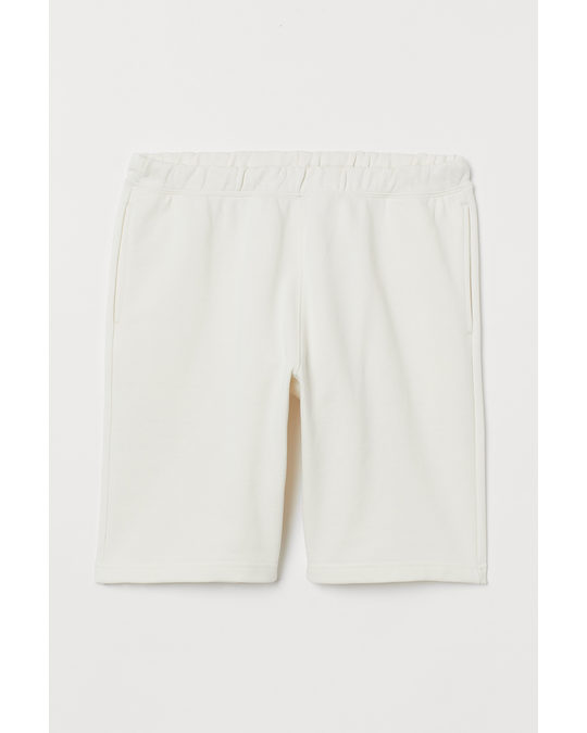 H&M Relaxed Fit Cotton Jogger Shorts Cream