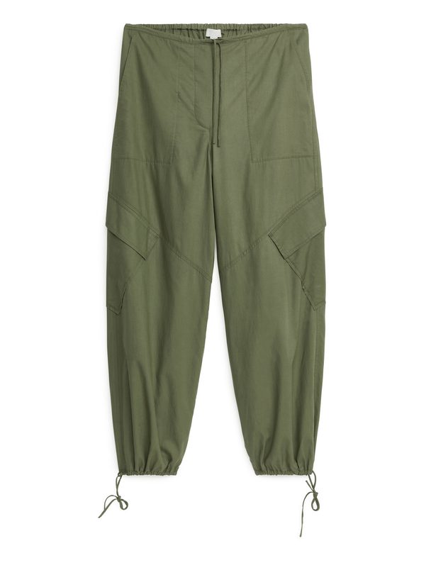 ARKET Lyocell Blend Cargo Trousers Khaki Green