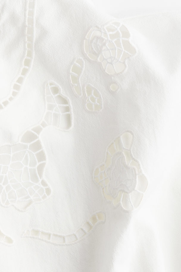 H&M Jurk Van Linnenmix Met Broderie Anglaise Wit