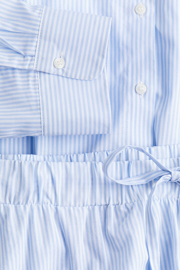 H&M Mama Before & After Cotton Pyjamas Light Blue/striped