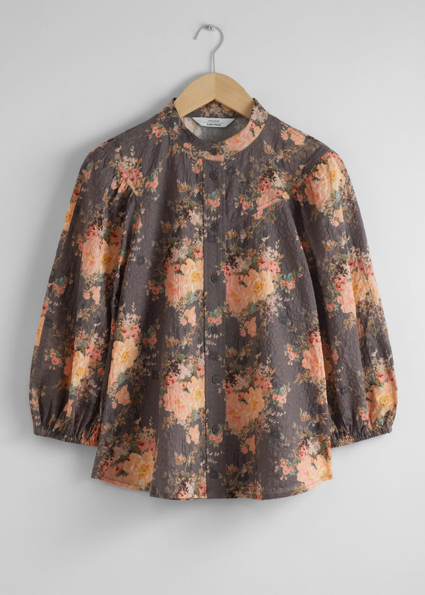 & Other Stories Collared Blouse Pink Florals