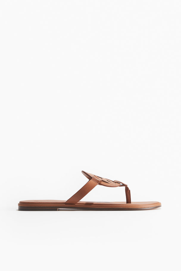 H&M Zehensandalen mit Monogramm Hellbraun