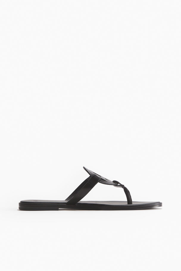 H&M Zehensandalen mit Monogramm Schwarz