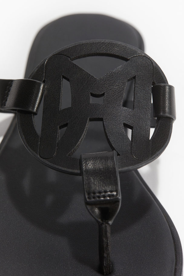 H&M Monogram Flip Flops Black