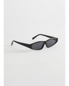 Rectangular Edge Cat Eye Sunglasses Black