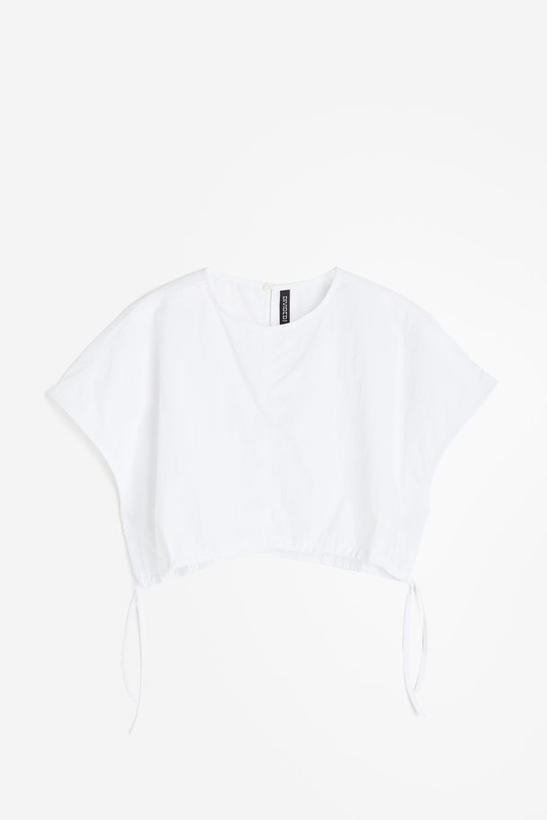 H&M Croptop Med Dragsko Vit