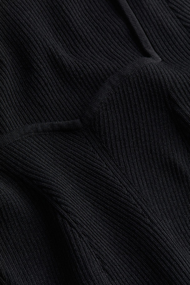 H&M Rib-knit Sweetheart-neck Bodycon Dress Black