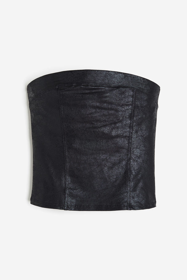 H&M Coated Jersey Bustier Top Black