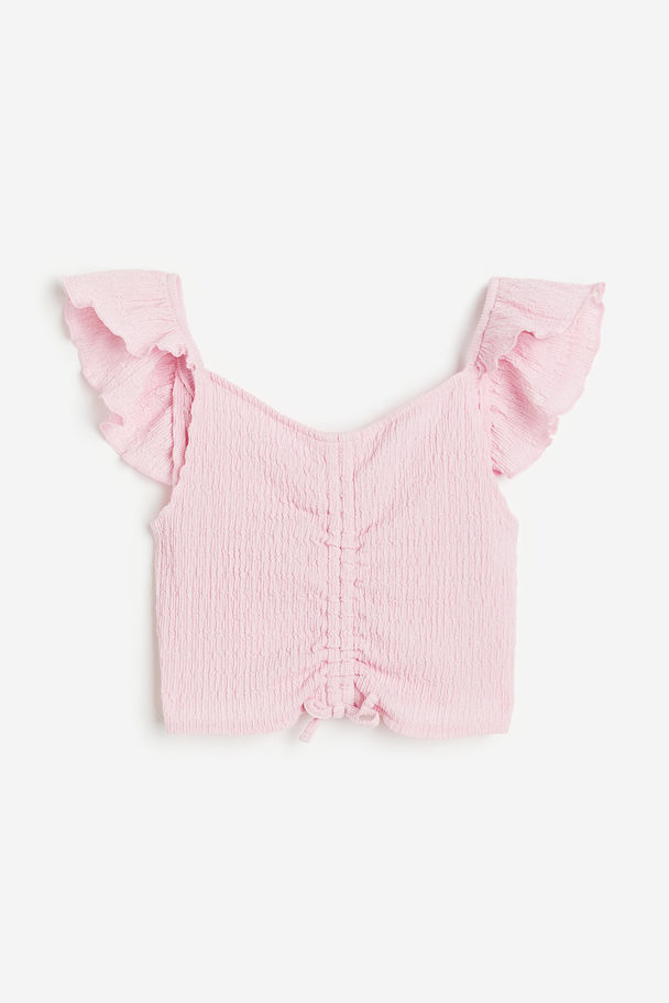 H&M Flounce-trimmed Strappy Top Light Pink