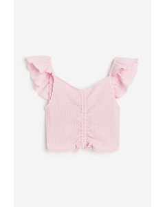 Flounce-trimmed Strappy Top Light Pink