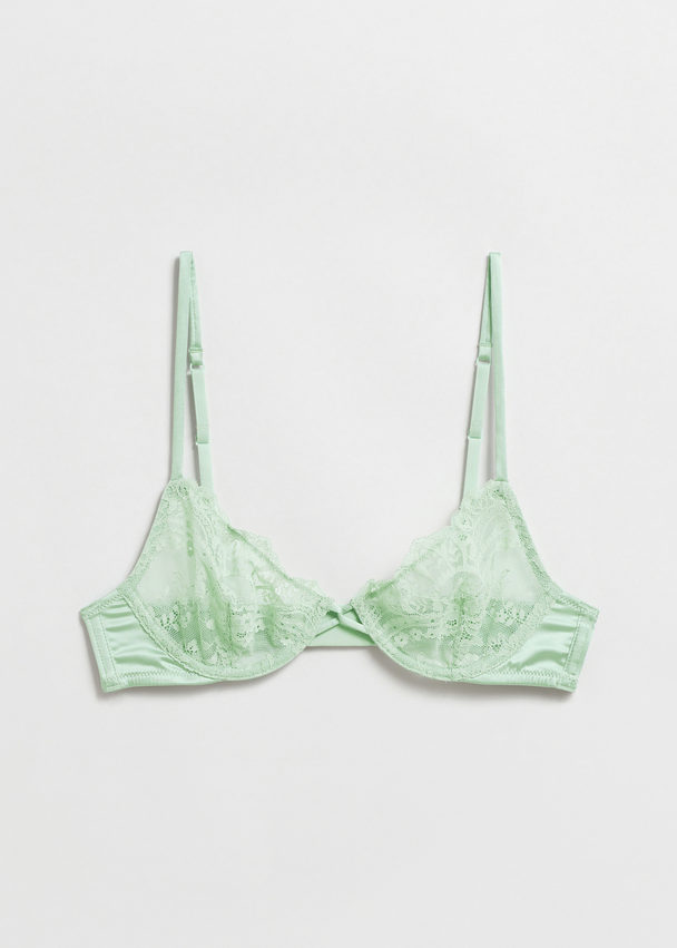 & Other Stories Underwire Lace Bra Light Green