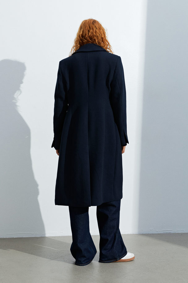 H&M Single-breasted Coat Navy Blue